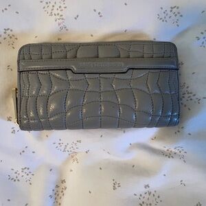 Aimee Kestenberg Gray Quilted Folio Zip Leather Zippy Wallet